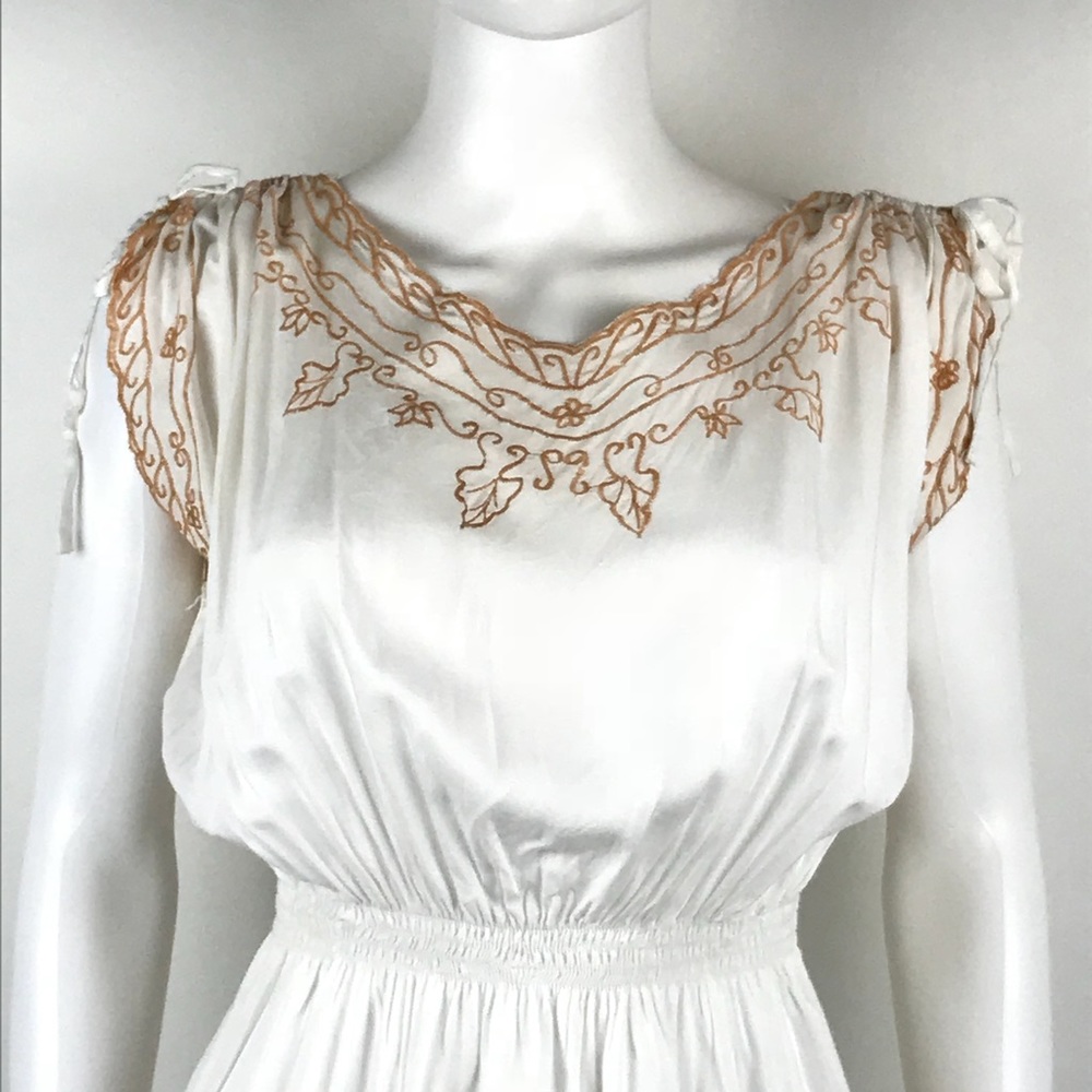 White Embroidered Sheath Dress Summer Dolman Mini